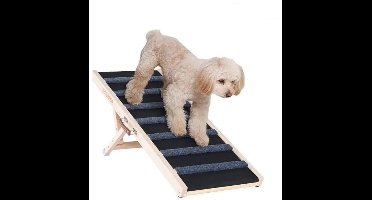 Ladder - Hondentrap - Hondenladder - Antislip - Oprijplaat -Hondenladder - Trap Hond - 41inch - Hoge Verstelbare Houten Oprijplaat Afneembaar - voor Kleine Oude Hond