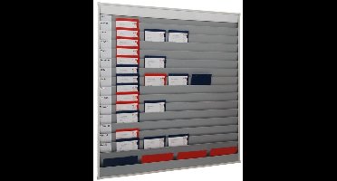 Werkorder planbord met 5 rijen, 15 sleuven en opbergvak