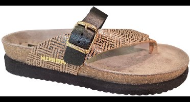 Mephisto Helen Mix Helios Black Teenslippers Zwart Goud Leer Dames - Zwart/Goud - 40