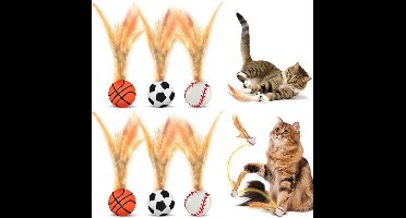 6x Stuiterende kattenballen met veertjes - Interactief kattenspeelgoed - Kattenballen met veertjes - Stuiterende speelbal, stuiterbal voor katten - Zeer elastisch en leuk voor katten, kattenbal met veertjes - Diverse stijlen