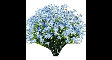 6 bundels kunstbloemen, nepgroen, UV-bestendig, kleurecht, kunstmatige narcissen voor bruidsboeket, binnen- en buitendecoratie in huis en tuin, Blauw