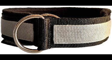 Sliphalsband - Maat XL - 4 cm breed - Zwart met beige - Halfcheck halsband - Anti trek halsband - Honden halsband - Sterke rassen - Zeer sterk
