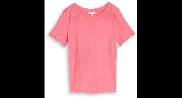 Tom Tailor - T-shirt met ribbelstructuur - Maat XL - soft fuchsia pink