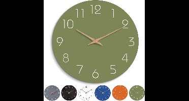 Houten wandklok, stille wekker, decoratieve wandklok van 30 cm, werkt op batterijen, geschikt voor thuis in de keuken, slaapkamer, op kantoor of op school