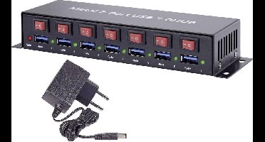 Renkforce RF-3269622 RF-3269622 USB-hub 7 poorten USB-A USB 3.0 5 GBit/s Met metalen behuizing, Individueel schakelbaar