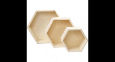 Creativ Company Houten Showdozen Hexagonaal 14.8-24,2 cm 3 stuks