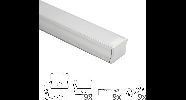 Led strip profiel 4M opbouw - 15 mm hoog - Led profiel opbouw - Wit