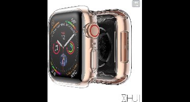 Zachte en transparante (TPU) case/bumper/screenprotector en beschermhoesje geschikt voor Apple Watch series 4 en 5 in maat 44mm.