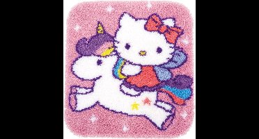 Vervaco - Knoopvormtapijt kit - Hello Kitty op unicorn - PN-0153316 - Borduren - Borduurpakket - Borduurpakket volwassenen - Borduurpakket kind