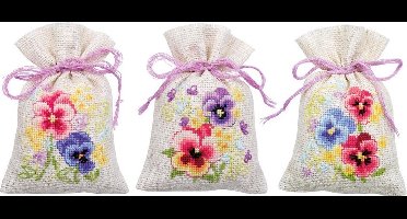 Vervaco - Kruidenzakje kit - Viooltjes set van 3 - PN-0169374 - Borduren - Borduurpakket - Borduurpakket volwassenen - Borduurpakket kind