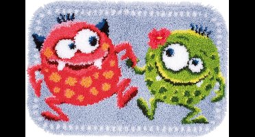 Vervaco - Knoopvormtapijt kit - Dansende monstertjes - PN-0150473 - Borduren - Borduurpakket - Borduurpakket volwassenen - Borduurpakket kind