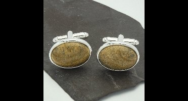 Manchetknopen - Edelsteen Ovaal Bruine Jasper Jaspis