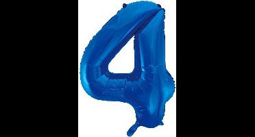 Blauwe helium folie ballon  cijfer 4.