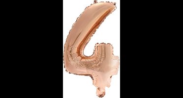 Folie Ballon Cijfer 4 Rose goud 41 cm
