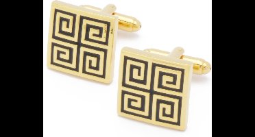 Manchetknopen - Goud Vierkant Hoekig Gedraaid Patroon