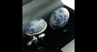 Manchetknopen - Echt 925 Zilver Blauwgestipte Steen