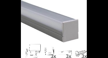 1M led strip profiel - rechte afdekkap - Profiel voor led strips - Wit - Led profiel