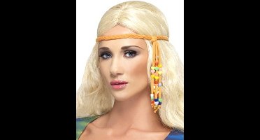 Smiffys - 60s Hippie Beaded Kostuum Haarband - Oranje