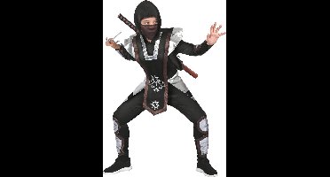 Vegaoo - Zwart en zilverkleurig shuriken ninja kostuum voor kinderen