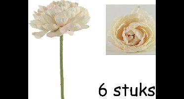 Ranonkel Novella kunstbloemen Licht Créme Roze - 34 cm - 6 Stuks