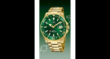 Jaguar Executive Diver Horloge - Jaguar heren horloge - Groen - diameter 43.5 mm - goud gecoat roestvrij staal