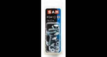 9X SAM Houtbout + moer verzinkt  M6x25mm D1 816318