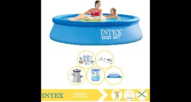 Intex Easy Set Zwembad - Opblaaszwembad - 244x61 cm - Inclusief Onderhoudspakket, Zwembadpomp, Filter, Grondzeil en Stofzuiger