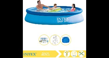 Intex Easy Set Zwembad - Opblaaszwembad - 366x76 cm - Inclusief Onderhoudspakket, Trap en Voetenbad