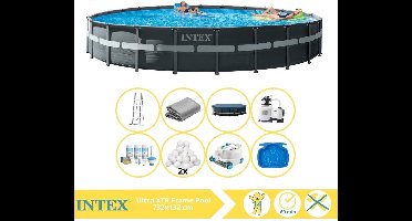 Intex Ultra XTR Frame Zwembad - Opzetzwembad - 732x132 cm - Inclusief Onderhoudspakket, Filterbollen, Luxe Zwembad Stofzuiger en Voetenbad