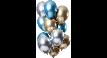 Folat - ballonnen Mirror Effect Sapphire 33 cm - 12 stuks