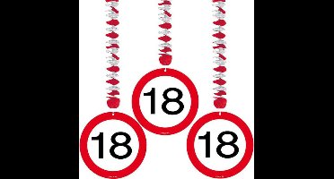 Folat - Hangdecoratie verkeersbord 18 (3 stuks)
