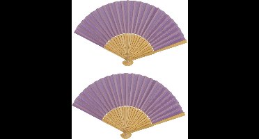 Spaanse handwaaier - 2x - special colours - lavendel - bamboe/papier - 21 cm