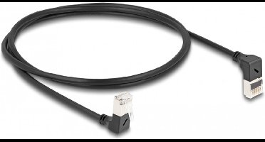 Delock RJ45 Network Cable Cat.6A S/FTP Slim 90° upwards / downwards angled 1 m black