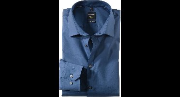 OLYMP No. Six super slim fit overhemd - blauw - Strijkvriendelijk - Boordmaat: 45