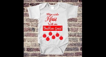 Soft Touch Rompertje met tekst - Ballenfeest | Baby rompertje met leuke tekst | | kraamcadeau | 0 tot 3 maanden | GRATIS verzending