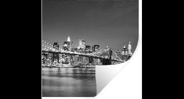 Muurstickers - Sticker Folie - New York - Brug - Brooklyn - Zwart wit - Architectuur - 30x30 cm - Plakfolie - Muurstickers Kinderkamer - Zelfklevend Behang - Zelfklevend behangpapier - Stickerfolie