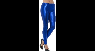 Smiffys - 80s Metallic Disco Kostuum Legging - M - Blauw