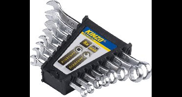 Kinzo Steeksleutelset 8 Stuks - Ringsleutels van 8 tot 19MM - Steeksleutels - Chroom Vanadiumstaal - Zilver
