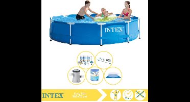 Intex Metal Frame Zwembad - Opzetzwembad - 305x76 cm - Inclusief Onderhoudspakket, Zwembadpomp, Filter, Grondzeil en Stofzuiger