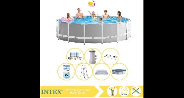 Intex Prism Frame Zwembad - Opzetzwembad - 457x122 cm - Inclusief Onderhoudspakket, Filter en Stofzuiger