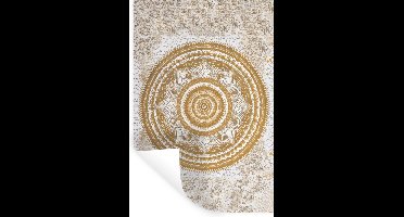 Muurstickers - Sticker Folie - Mandala - Bloemen - Goud - Wit - Design - 20x30 cm - Plakfolie - Muurstickers Kinderkamer - Zelfklevend Behang - Zelfklevend behangpapier - Stickerfolie