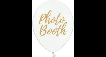 Partydeco - Ballonnen wit Photo Booth goud 50 stuks