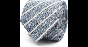 Suitable Stropdas Linnen Streep Blauw