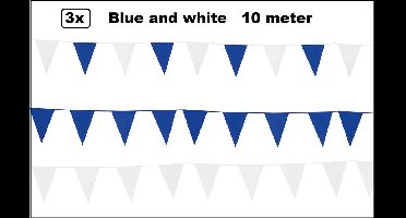 3x Vlaggenlijn Blue and White party 10 meter - blauw en wit - Festival thema feest party verjaardag gala jubileum