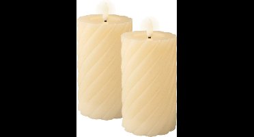 Lumineo Luxe LED kaarsen/stompkaarsen - 2x - creme wit - D7,5 x H15 cm - timer