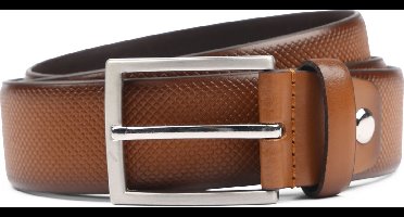 Suitable Riem Structuur Leer Bruin - Maat 95 - Heren leren broekriem / broeksriem - Ceintuur - Riem formeel