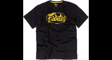 Fairtex TST148 Logo T-Shirt - Zwart - opdruk goud - maat L
