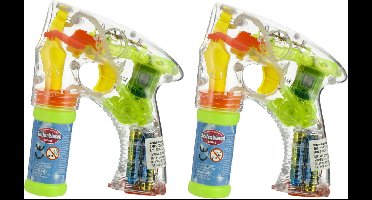 Cepewa Bellenblaas speelgoed pistool - 2x - met LED licht - 17 cm - plastic - buiten/fun/verjaardag