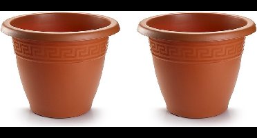 5x stuks bloempotten terra cotta rond diameter 30 cm - Bloemen/plantenbak/plantenpotten van kunststof