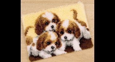 Vervaco - Knooptapijt kit - 3 Pups - PN-0147227 - Borduren - Borduurpakket - Borduurpakket volwassenen - Borduurpakket kind